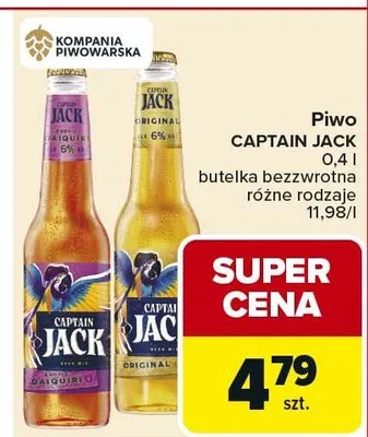 Piwo CAPTAIN JACK 0.4l różne rodzaje promocja w Carrefour Market