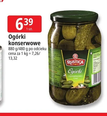 Ogórki konserwowe Rustica promocja w Leclerc