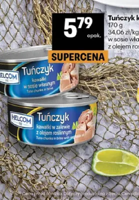 Tuńczyk kawałki Helcom z olejem roślinnym promocja w Delikatesy Centrum