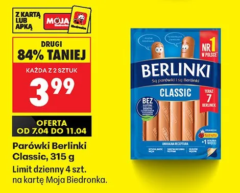 Parówki Classic Berlinki promocja w Biedronka