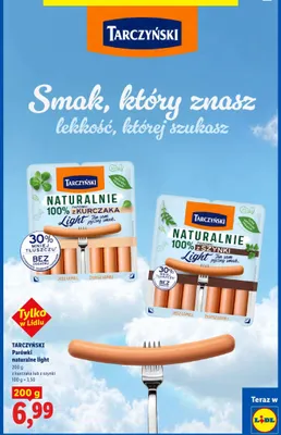 Parówki naturalne light z kurczaka Tarczyński promocja w Lidl