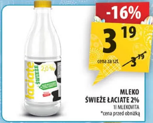 Mleko łaciate 2% promocja w Arhelan