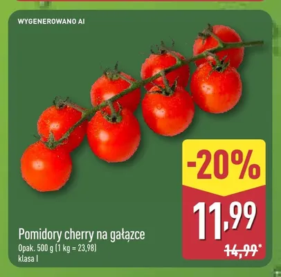 Pomidory cherry na gałązce promocja w Aldi