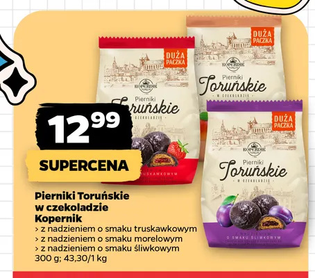 Pierniki Toruńskie w czekoladzie z nadzieniem o smaku truskawkowym Kopernik promocja w Netto