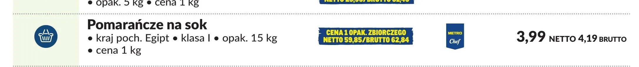 Pomarańcze na sok Metro Chef promocja w Makro