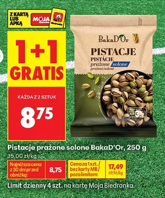 Pistacje prażone solone BakaD'Or promocja w Biedronka