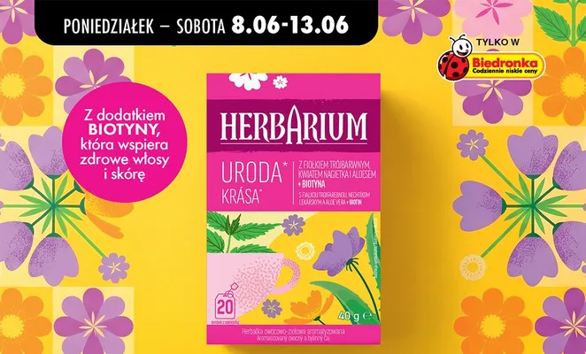 Herbatka funkcjonalna Herbarium Uroda promocja w Biedronka