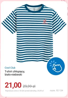 T-shirt chłopięcy biało-niebieski Cool Club promocja w Smyk