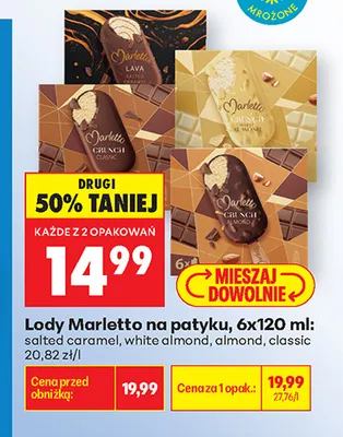 Lody na patyku Marletto classic 6-pak 120 ml promocja w Biedronka