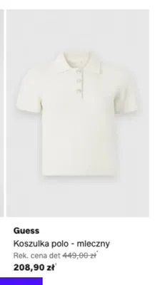 Koszulka polo Guess mleczna promocja w Lounge by Zalando