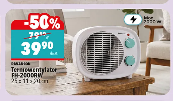 Termowentylator FH-2000RW Ravanson promocja w Biedronka