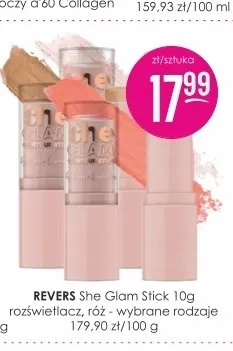 Rozświetlacz róż w sztyfcie Revers She Glam Stick promocja w Drogerie Jasmin