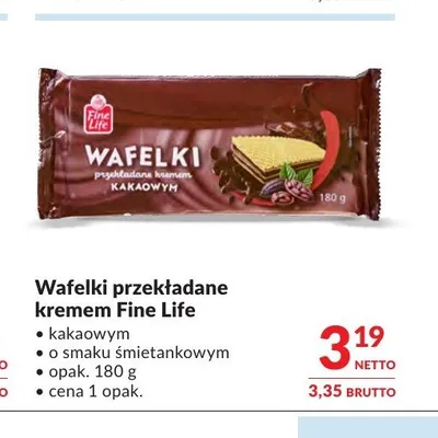 Wafelki przekładane kremem Fine Life o smaku śmietankowym promocja w Makro