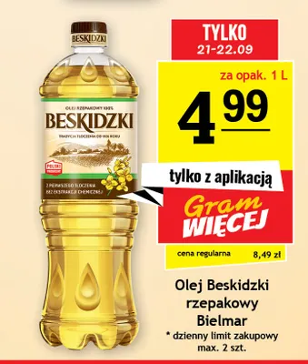 Olej rzepakowy Beskidzki Bielmar promocja w Gram Market