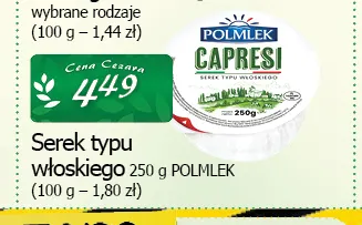 Serek typu włoskiego Capresi Polmlek promocja w CEZAR Delikatesy