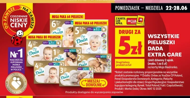 Pieluszki Dada Extra Care promocja w Biedronka