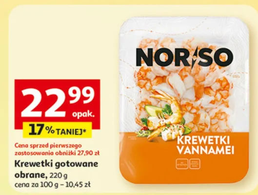 Krewetki gotowane obrane promocja w Auchan