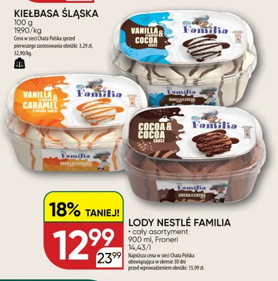 Lody Nestlé Familia Vanilla & Cocoa promocja w Chata Polska