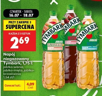 Napój niegazowany Tymbark jabłko-mięta promocja w Biedronka