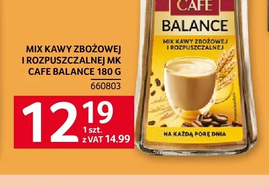 Kawa rozpuszczalna Mix kawy zbożowej i rozpuszczalnej MK Cafe Balance promocja w Selgros