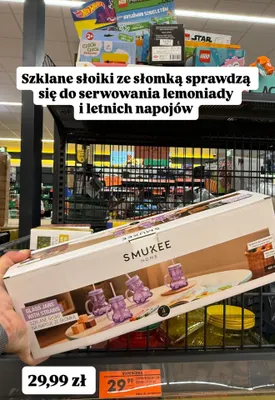 Szklane słoiki na napoje ze słomką SMUKEE HOME 400ml promocja w Biedronka