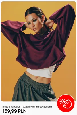 Bluza z kapturem i ozdobnymi marszczeniami Cropp promocja w Cropp