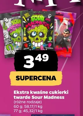 Ekstra kwaśne cukierki twarde Sour Madness promocja w Netto