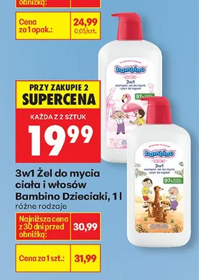 3w1 żel do mycia ciała i włosów Bambino Dzieciaki, różne rodzaje promocja w Biedronka