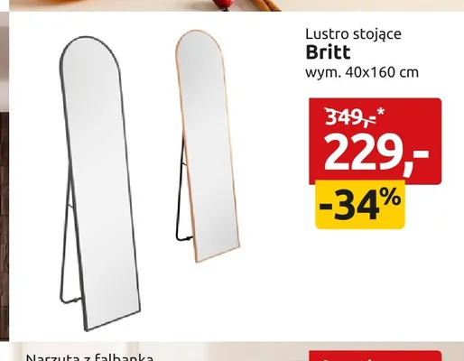 Lustro stojące Britt 40x160 cm promocja w Black Red White