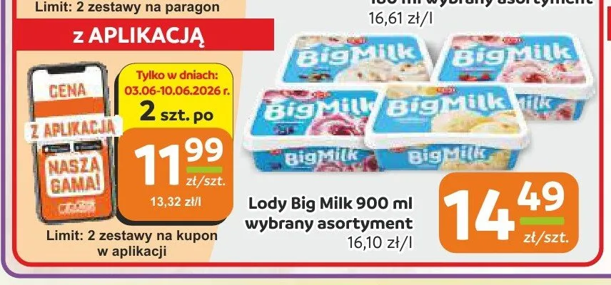 Lody Big Milk promocja w Społem Częstochowa