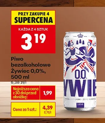 Piwo bezalkoholowe Żywiec 0.0% promocja w Biedronka