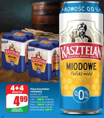 Piwo Kasztelan miodowy puszka promocja w Dino