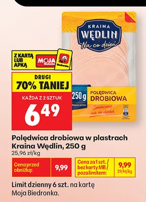 Polędwica drobiowa w plastrach Kraina Wędlin promocja w Biedronka