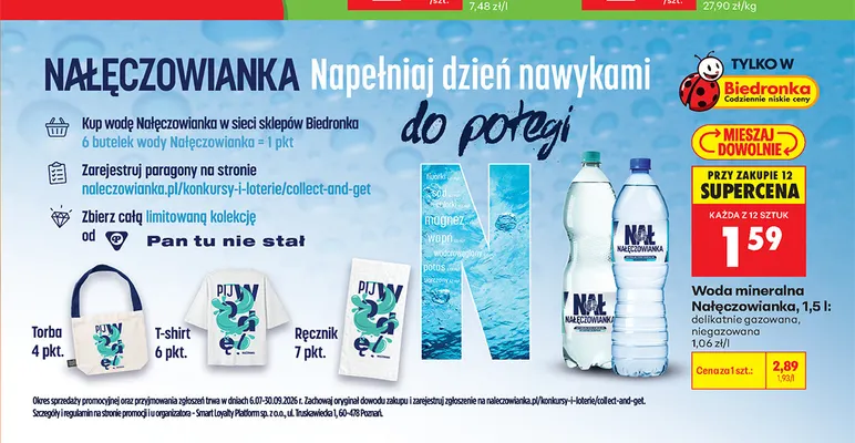 Woda mineralna gazowana Nałęczowianka delikatnie promocja w Biedronka