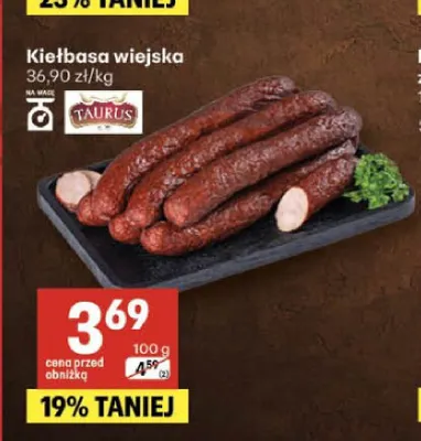 Kiełbasa wiejska Taurus promocja w Delikatesy Centrum