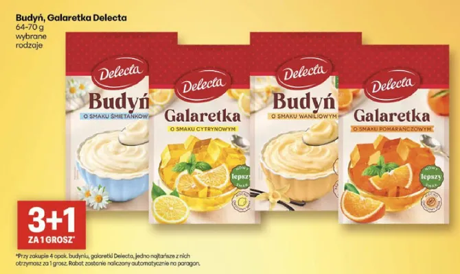 Galaretka o smaku pomarańczowym Delecta promocja w Delikatesy Centrum