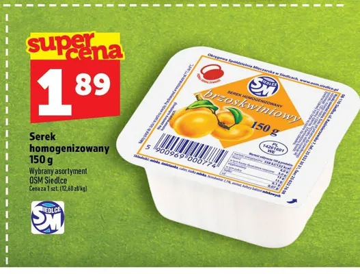 Serek homogenizowany brzoskwiniowy OSM Siedlce promocja w TOPAZ