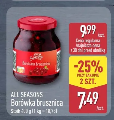 Borówka brusznica All Seasons promocja w Aldi