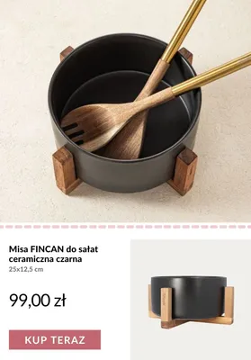 Misa do sałat ceramiczna czarna Homla Fincan 25x12,5 cm promocja w Homla