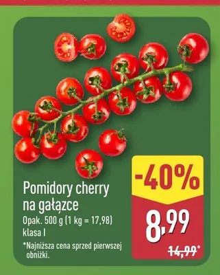 Pomidory cherry na gałązce promocja w Aldi