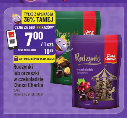 Rodzynki w czekoladzie deserowej Choco Charlie promocja w POLOmarket