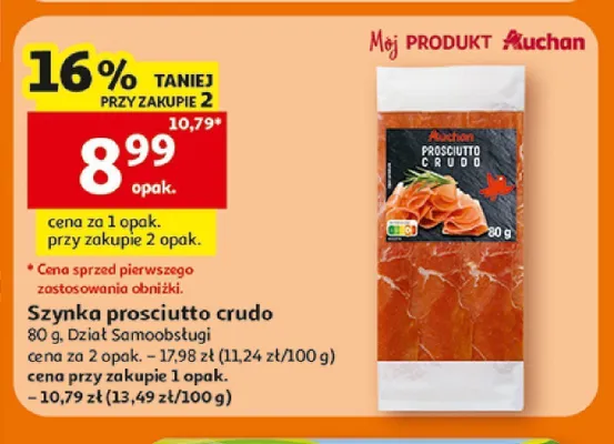Szynka prosciutto crudo Auchan promocja w Auchan