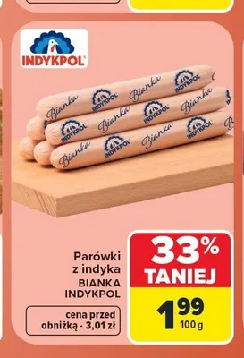 Parówki z indyka Bianka Indykpol promocja w Carrefour Market