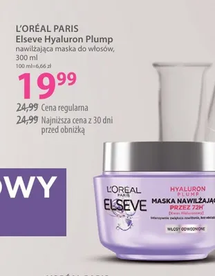 Nawilżająca maska do włosów Elseve Hyaluron Plump L'Oréal Paris promocja w Hebe