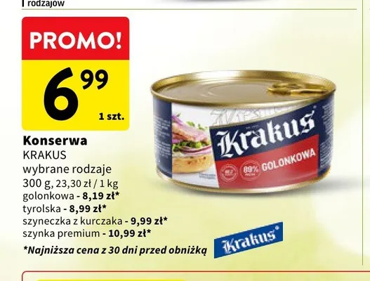 Konserwa szyneczka z kurczaka Krakus promocja w Intermarche