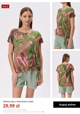 Zielony top z nadrukiem tropic Greenpoint promocja w Greenpoint