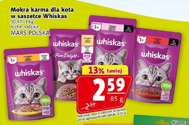 Mokra karma dla kota w saszetce różne rodzaje promocja w Prim Market