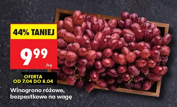 Winogrono różowe, bezpestkowe na wagę promocja w Biedronka