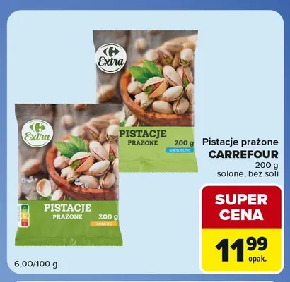 Pistacje prażone bez soli Carrefour promocja w Carrefour Express