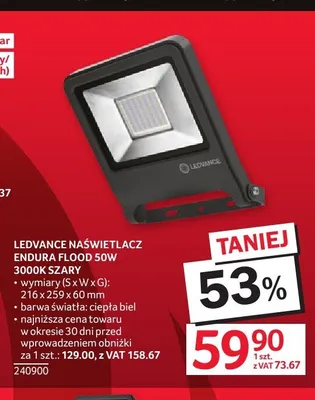 Naświetlacz Ledvance Endura Flood 50W promocja w Selgros